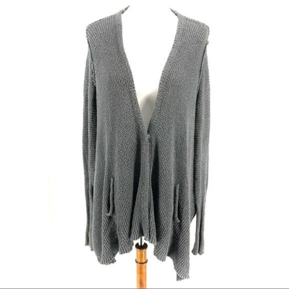 Free People Sweaters - Free People Gray Cotton-Rayon Blend Snap Button Closure Knit Cardigan
